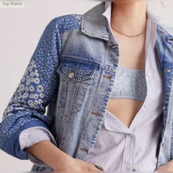 Avec Les Filles Patchwork Denim Jacket Sz XXS - Picture 4 of 8